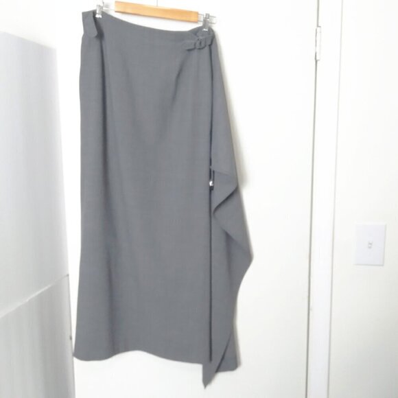 Doncaster Grey LongMaxi WrapAround Skirt Wool Blend Italian Quality Garment Sz10 - Picture 12 of 13